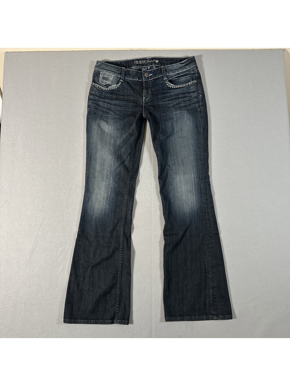 Guess Womens  Foxy Flare Jeans Size 31 Dark Wash Blue Denim Low Rise Y2K Vtg